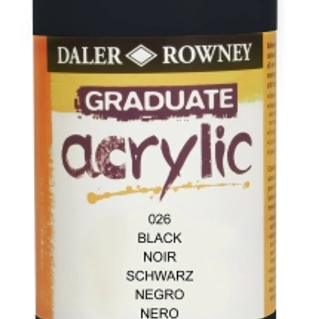 Daler Rowney Graduate Pintura Acrilica - Botella de Plastico - 500ml - Color Negro 1
