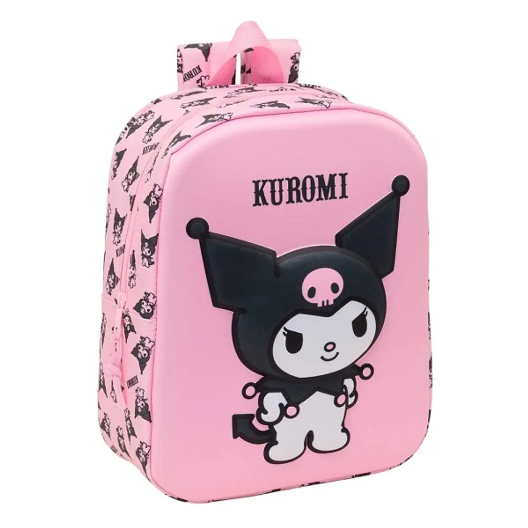 Safta Kuromi Mochila Guarderia 3D de 6L - Asa de Mano Superior - Asas Regulables y Acolchadas - Cierre de Cremallera - 22x27x10cm - Color Rosa Pastel 1