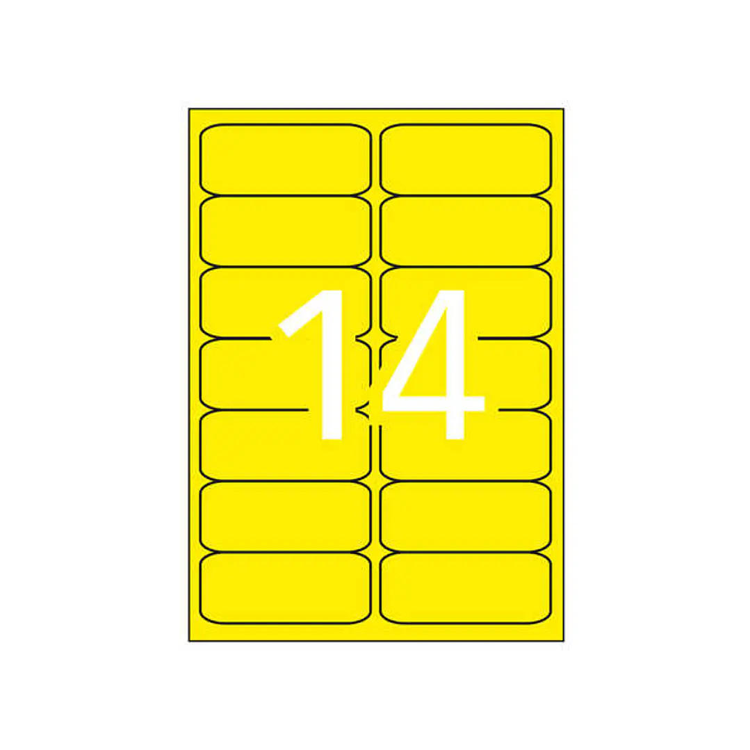 Apli Etiquetas Amarillo Fluorescente Permanentes 99.1 x 38.1mm 20 Hojas 1