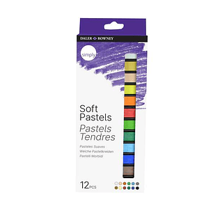Daler Rowney Pack de 12 Pasteles Blandos - Para Amplia Variedad de Superficies - Facil de Usar - Colores Surtidos