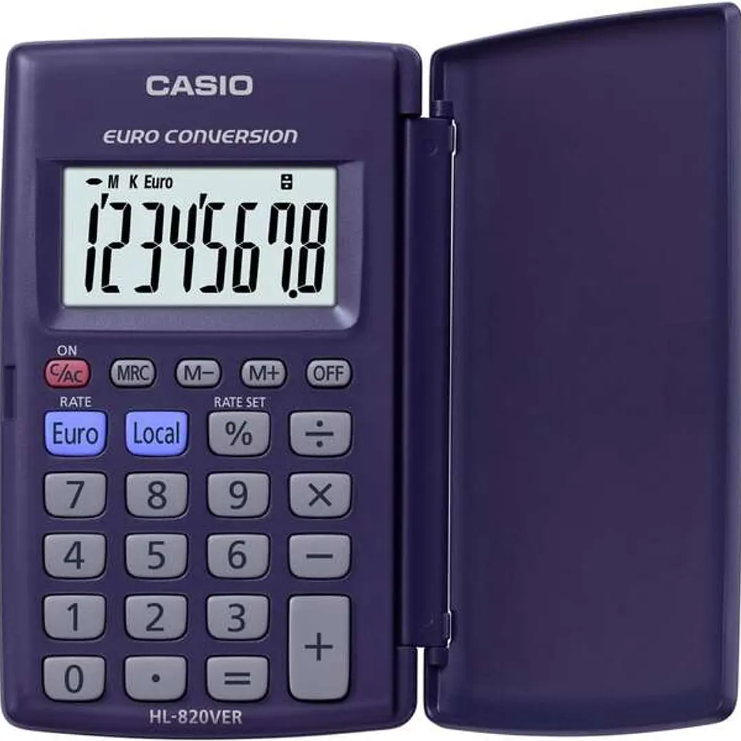 Casio HL820VER Calculadora con Tapa - Funcion Conversor de Euros - Pantalla LCD de 8 Digitos - Color Azul 1