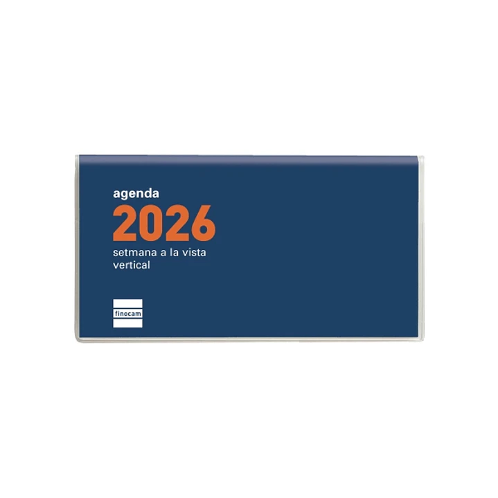 Finocam Coctel Agenda Plana en Catalan - Anual 2026 - Formato Pl1 - 121x6x6mm - Semana Vista en Vertical - Color Azul 1