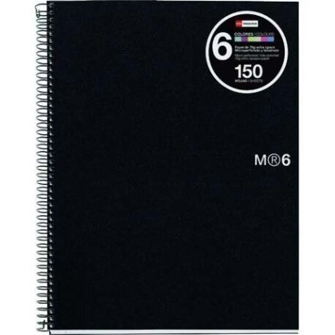 Miquel Rius Notebook6 Cuaderno de Espiral Formato A5 - 150 Hojas de 70gr Microperforadas con 2 Taladros - Cubiertas de Polipropileno - Cuadricula 5x5  1