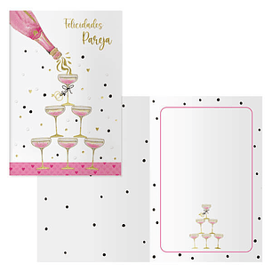 Dohe Copas Pack de 6 Tarjetas de Felicitacion de Boda - 11.5x17cm - Impresas a Todo Color - Estampaciones con Pelicula de Color - Estampacion en Seco 