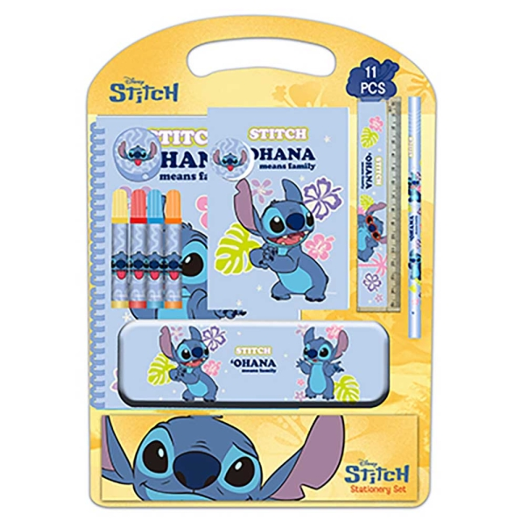 Safta Stitch Ice Cream Pack Escolar con Plumier Metalico - Lapiz - 4 Rotuladores - Regla 15cm - Sacapuntas - Goma - Libreta A4 - Bloc de Notas A6 - 27 1