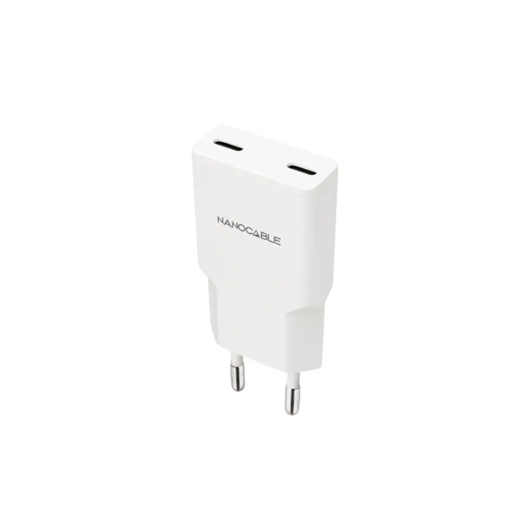 Nanocable Cargador de Pared 2xUSB-C/PD 25W - Color Blanco 1
