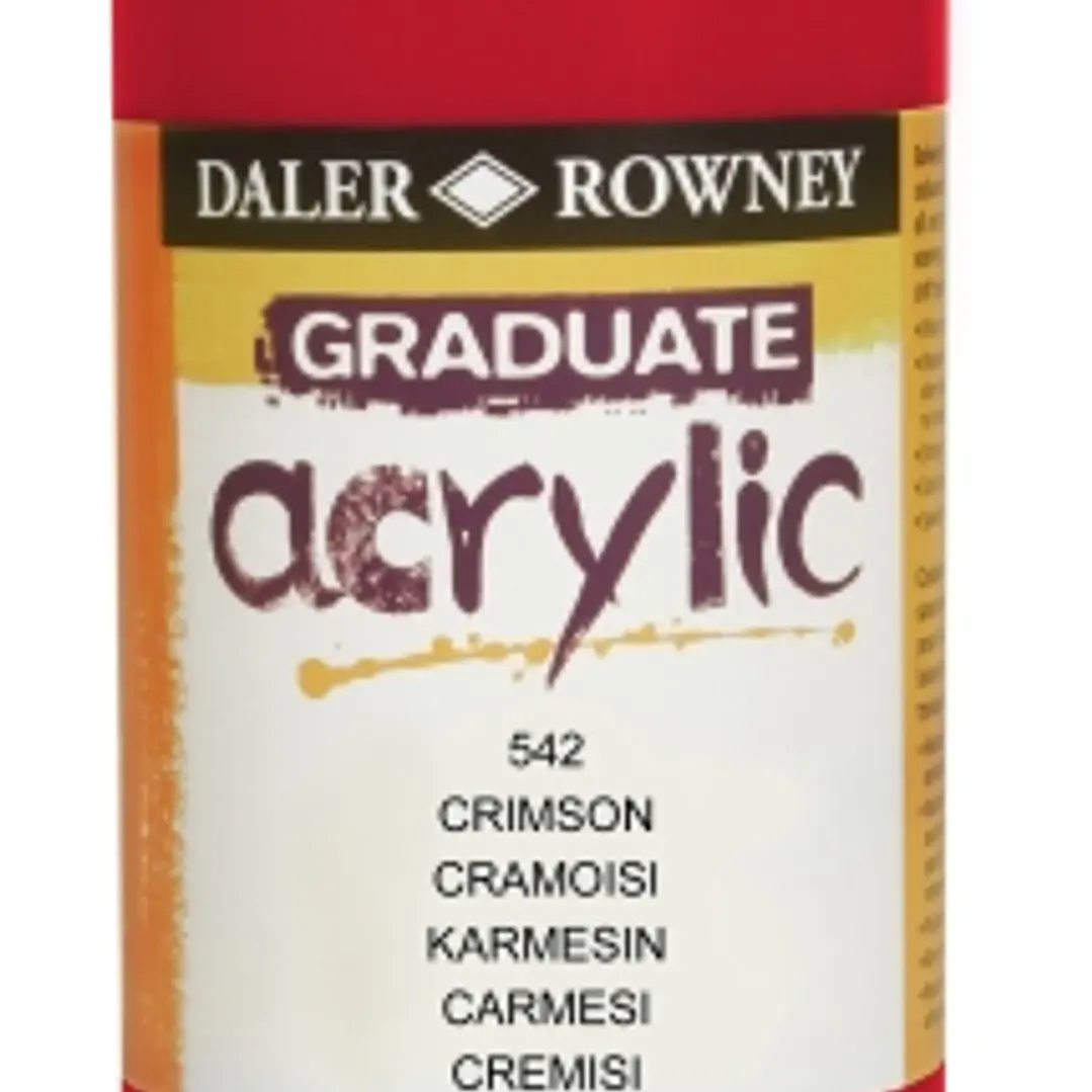 Daler Rowney Graduate Pintura Acrilica - Botella de Plastico - 500ml - Color Carmesi 1