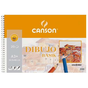 Canson Basik Bloc de Dibujo de 20 Hojas A3 150gr - Medidas 32.5x46cm - Color Blanco