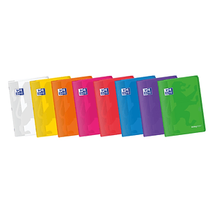 Oxford Easybook A4 Libreta Grapada - Tapa de Plastico Resistente - 48 Hojas con Margen - Cuadricula 4x4 - Colores Surtidos