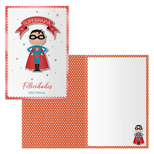 Dohe Superdad Pack de 6 Tarjetas de Felicitacion para Padres - 11.5x17cm - Impresion a Todo Color - Estampaciones con Pelicula de Color - Estampacion 