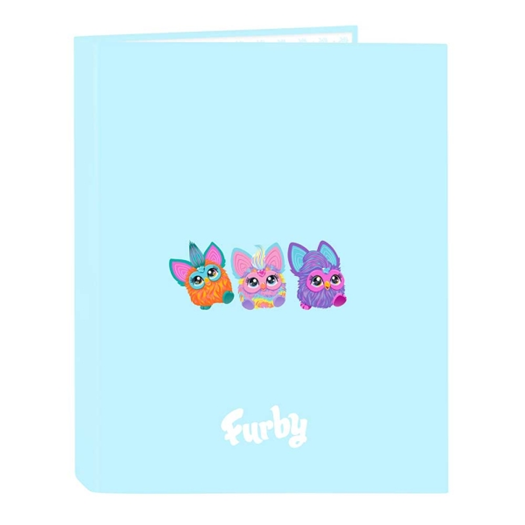 Safta Furby Carpeta con 4 Anillas 25mm - Tapas Duras Forradas - Formato Folio - Resistente - 265x40x330mm - Color Azul Claro 1