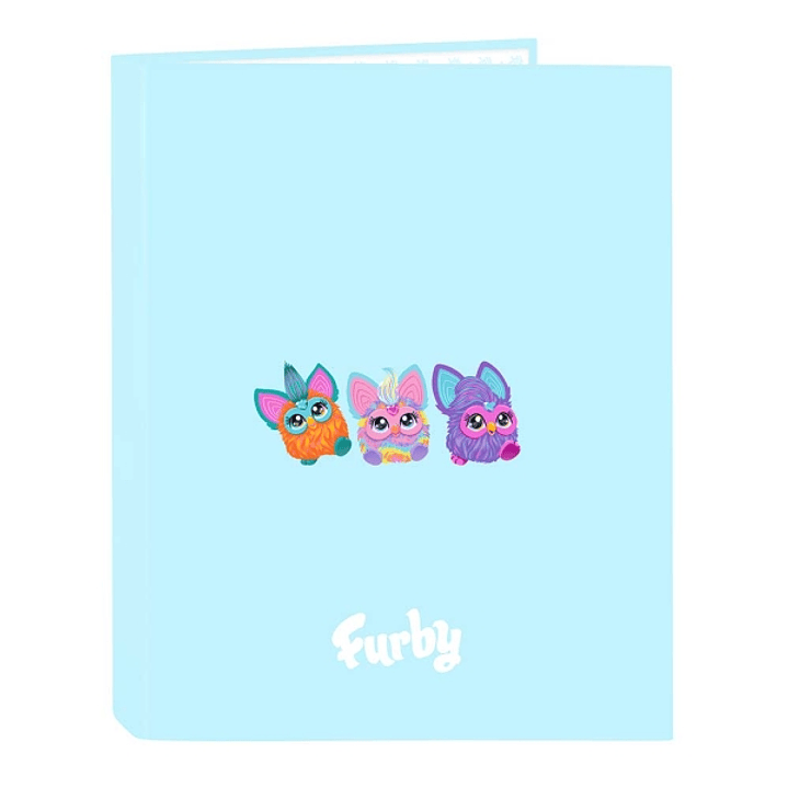 Safta Furby Carpeta con 4 Anillas 25mm - Tapas Duras Forradas - Formato Folio - Resistente - 265x40x330mm - Color Azul Claro 1
