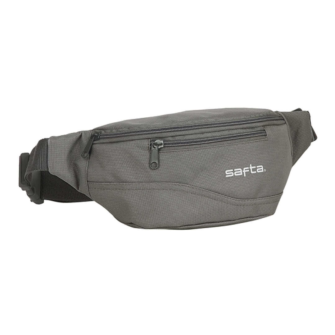 Safta Bolsa de Cintura - Cremallera - Cintas Ajustables - Cierre de PVC - 2.49L - 230x90x120mm - Color Gris 1