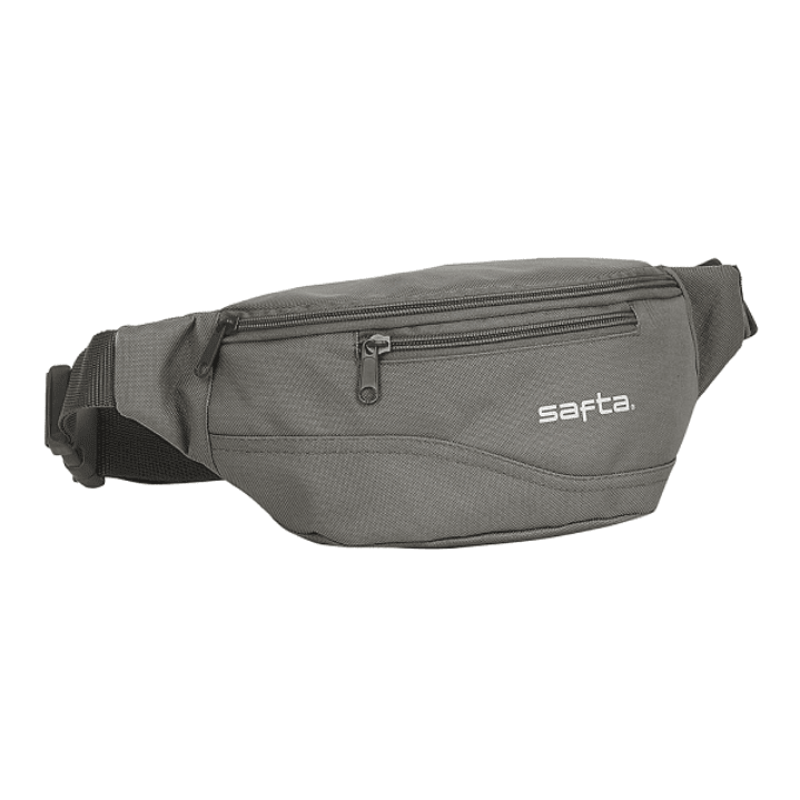 Safta Bolsa de Cintura - Cremallera - Cintas Ajustables - Cierre de PVC - 2.49L - 230x90x120mm - Color Gris 1