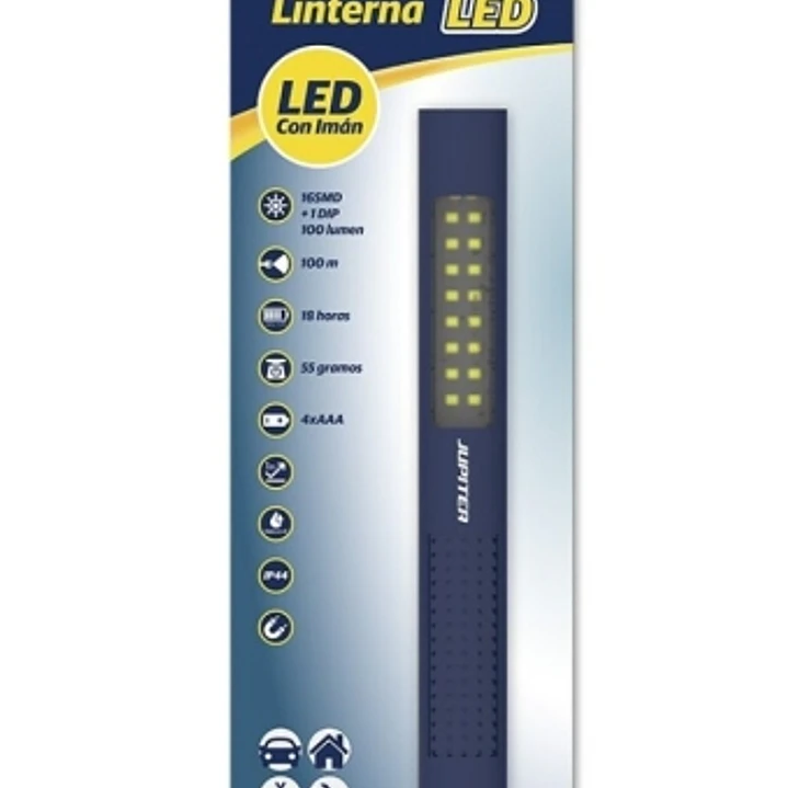 Jupiter Linterna de Trabajo de Barra Multiled 100lm - Con Iman - Resistencia IP44 - Funciona con 4 Pilas AAA (No Incluidas) - Color Azul 1