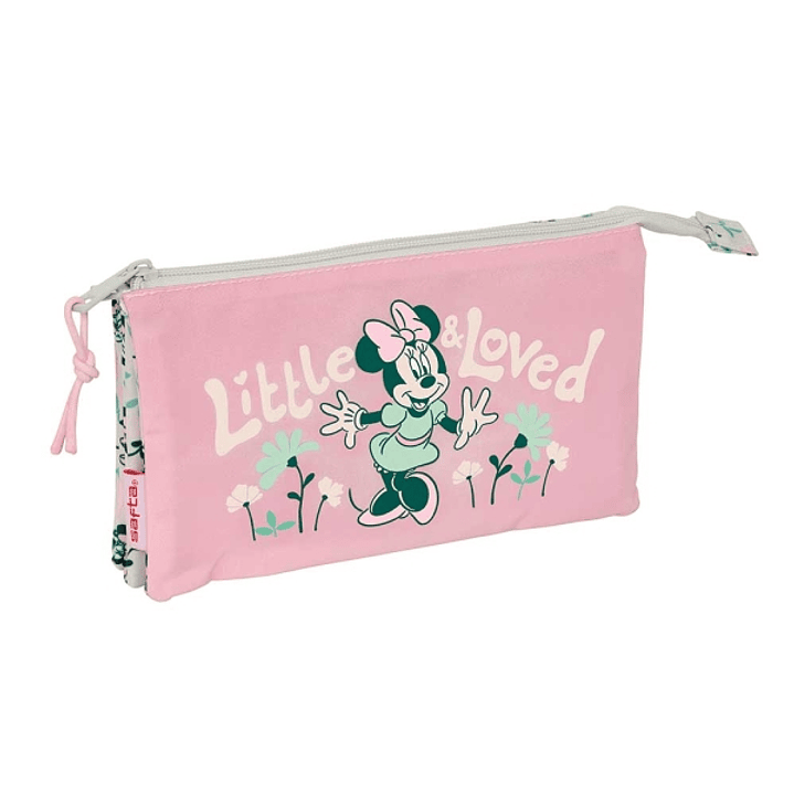 Safta Minnie Mouse Minty Portatodo - Cremallera - Bolsillo Interior - 0.60L - 220x30x120mm - Color Rosa Pastel 1