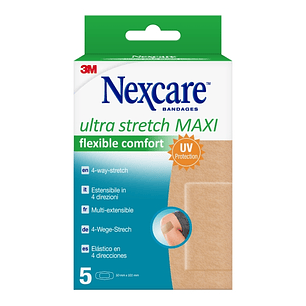 Nexcare Ultra Stretch Maxi Pack de 5 Apositos para Heridas - 50x101mm - Elastico - Transpirable - Color Piel