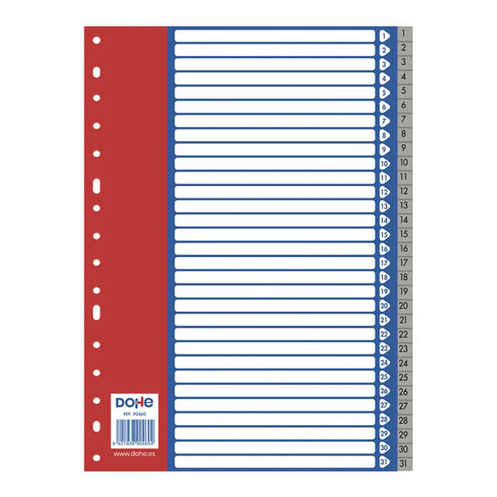 Dohe Separadores para Archivadores y Carpetas de Anillas - 120 Micras - Multitaladro de 16 Perforaciones - Bolsa Autoadhesiva Individual 1