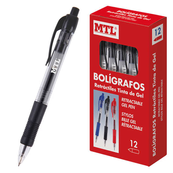 Dohe Boligrafos Retractiles de Tinta de Gel Permanente - Punta de 0.7mm - Trazo de 0.4mm - Resistente al Agua - Cuerpo de Plastico y Grip de Caucho -  1