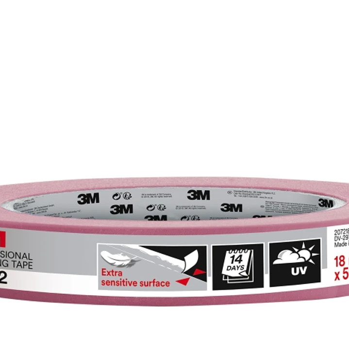 3M Cinta de Enmascarar para Superficies Delicadas - 18mm x 50m - Color Rosa 1