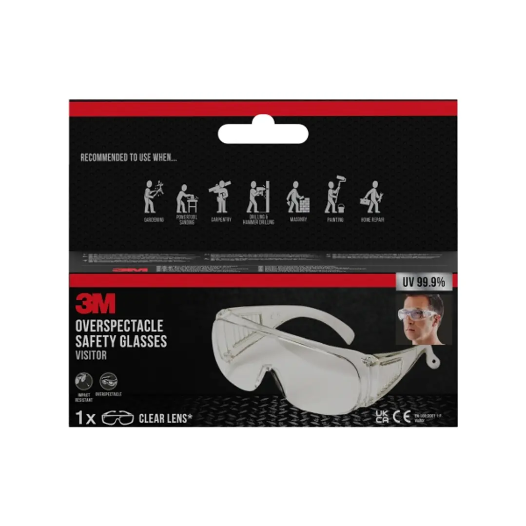 3M Cubregafas de Proteccion - Lente Incolora - Protectores Laterales Integrados - Proteccion UV - Color Transparente 1