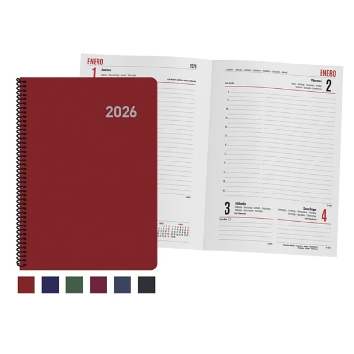 Ingraf Paris Agenda Anual con Espiral - Dia Pagina - Viernes, Sabado y Domingo misma Pagina - Tamaño 15x21cm - Colores Surtidos 1