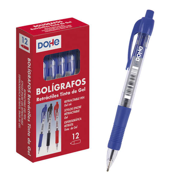 Dohe Boligrafos Retractiles de Tinta de Gel Permanente - Punta Bola de 0.7mm - Trazo de 0.4mm - Resistente al Agua - Cuerpo de Plastico - Grip de Cauc 1
