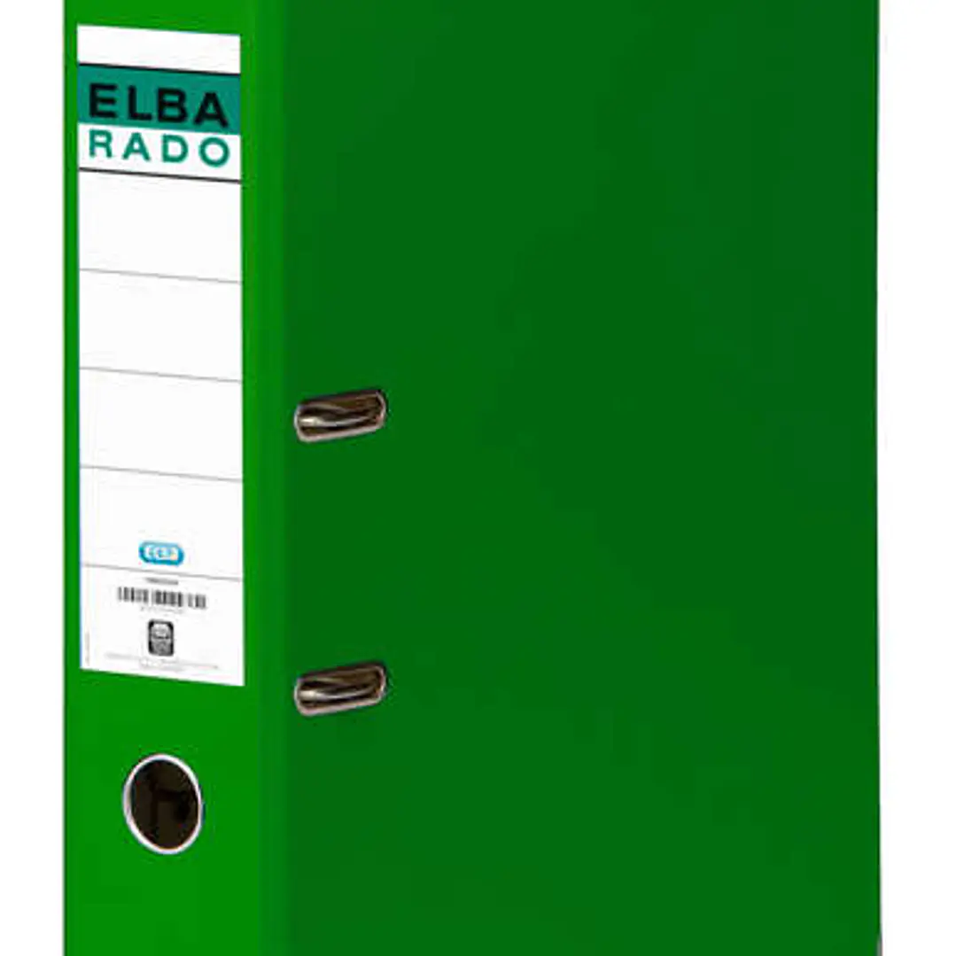 Elba Chic Archivador de Palanca Tamaño Folio - Lomo de 80mm - Con Ollao y Rado - Forrado Exterior PVC - Color Verde 1