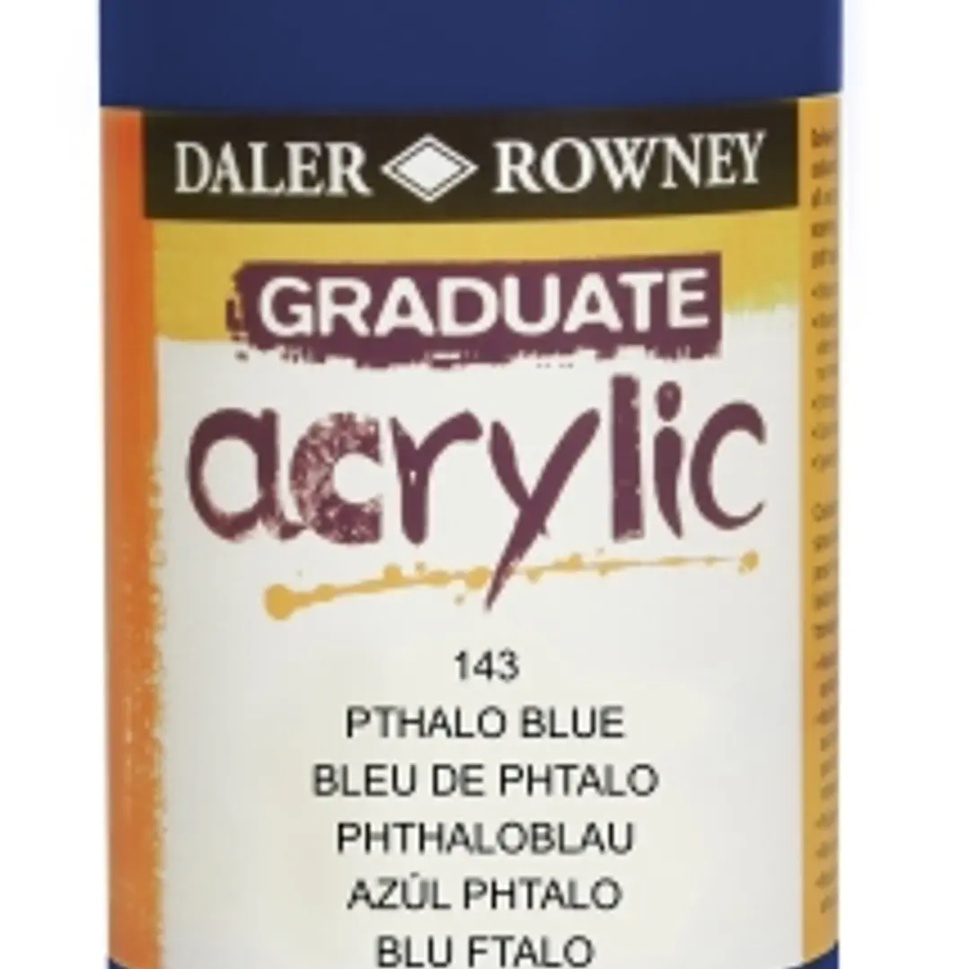 Daler Rowney Graduate Pintura Acrilica - Botella de Plastico - 500ml - Color Azul Ftalo 1