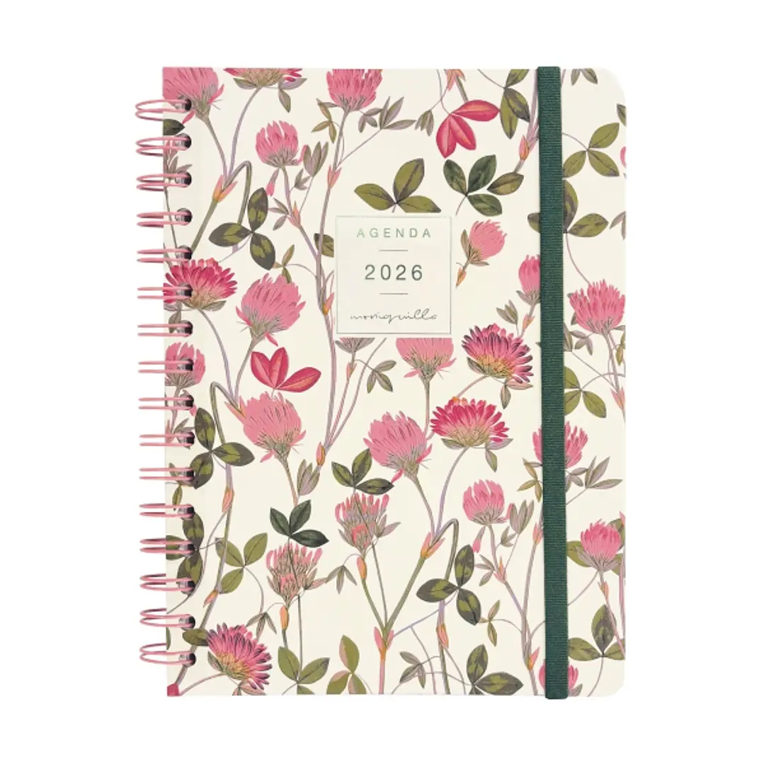 Finocam Moniquilla Agenda de Espiral en Catalan - Anual 2026 - Planificador - Cierre de Goma - Formato E10 - 155X212mm - Semana Vista Horizontal - Tem 1