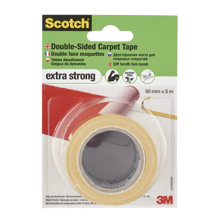 Scotch Universal Cinta Adhesiva para Moqueta 50mm x 5m - Alta Fuerza Adhesiva - Facil de Rasgar a Mano - Color Blanco 1