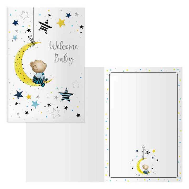 Dohe Luna Pack de 6 Tarjetas de Felicitacion para Nacimientos - 11.5x17cm - Impresas a Todo Color - Estampaciones con Pelicula de Color - Estampacion  1
