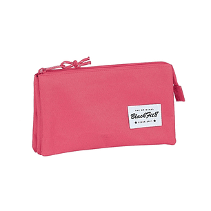 Safta Blackfit8 Fresa Portatodo - 3 Compartimentos con Cremalleras - Bolsillo Interior - 0.6L - 220x30x120mm - Color Rosa