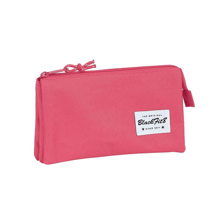 Safta Blackfit8 Fresa Portatodo - 3 Compartimentos con Cremalleras - Bolsillo Interior - 0.6L - 220x30x120mm - Color Rosa 1