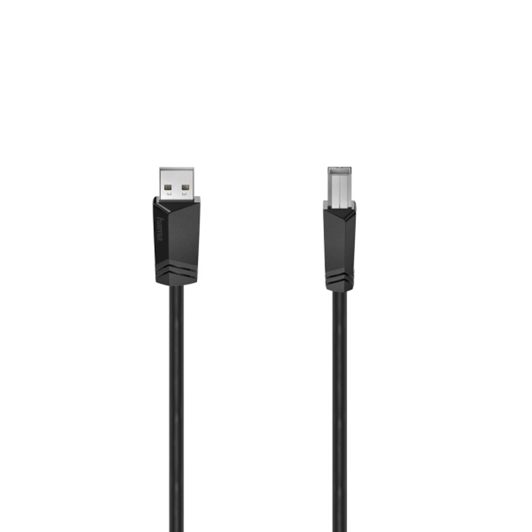 Hama Essential Cable USB - Longitud 1.5m - USB-A Macho - USB-B Macho - Velocidad hasta 480Mbps - Blindaje Doble - Color Negro 1