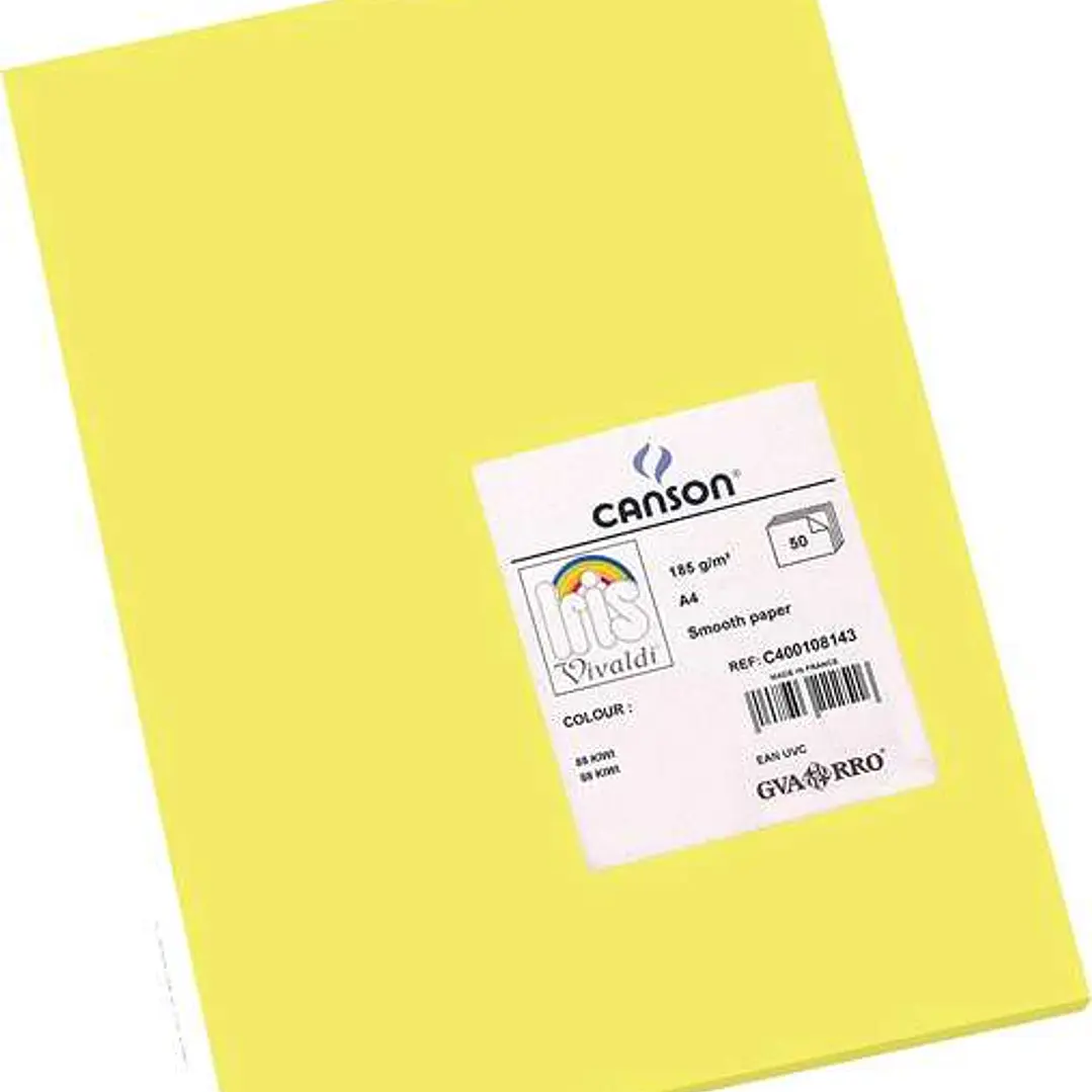 Canson Guarro Pack de 50 Cartulinas Iris A4 de 185g - 21x29.7cm - Color Kiwi 1