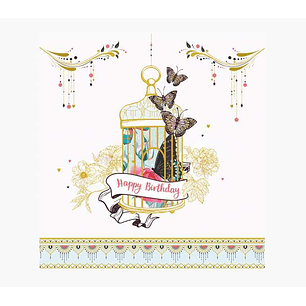 Pictura Tarjeta Arabesque - 16x16cm - Tematica Jaula de Pajaros - Tarjeta Triptica sin Envoltorio - Incluye Sobre Blanco - Papel con Certificacion FSC