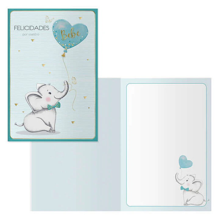 Dohe Elephant Pack de 6 Tarjetas de Felicitacion para Nacimientos - 11.5x17cm - Impresas a Todo Color - Estampaciones con Pelicula de Color - Estampac 1
