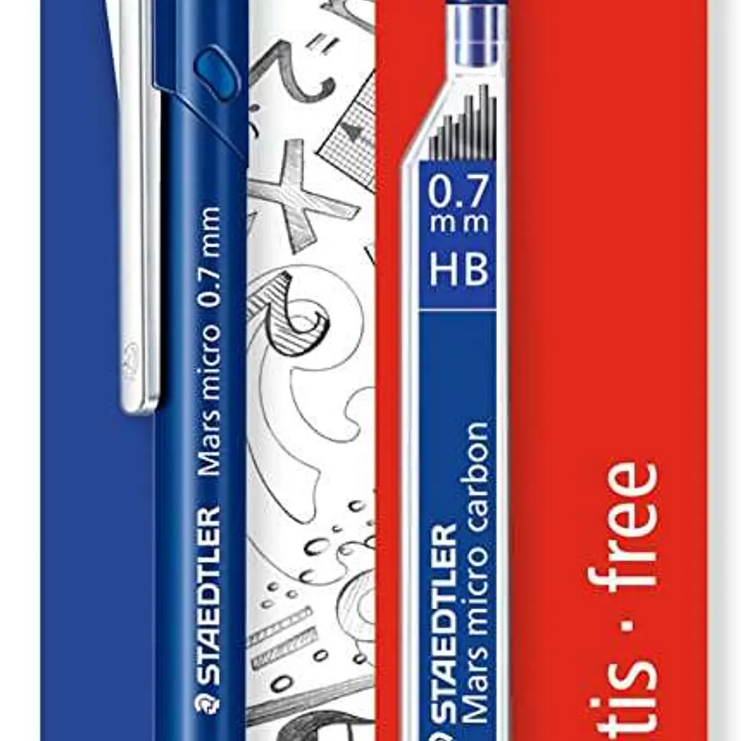 Staedtler Mars Micro Pack de 1 Portaminas 0.7mm + 1 Tubo de 12 Minas - Minas HB - Zona de Agarre de Goma 1