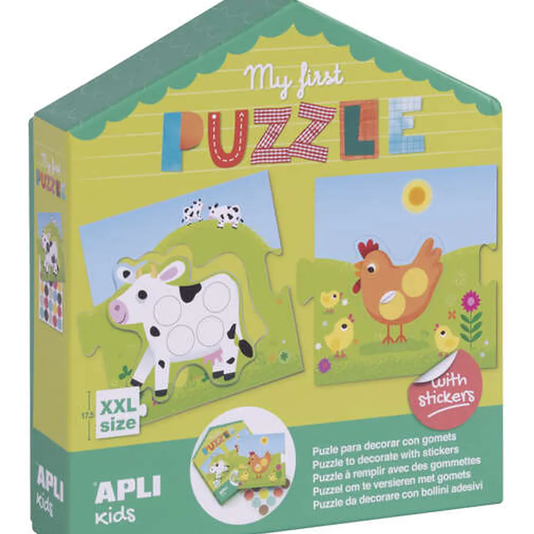 Apli My First Puzzle con Gomets - Ideal para Niños Pequeños - Fomenta la Coordinacion y la Concentracion - Incluye Pegatinas para Decorar El Puzzle 1