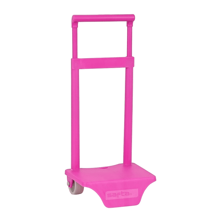 Safta Carro Portamochilas - Sujecion Universal - Material Polipropileno - Ruedas de PVC - 18x16x35cm - Color Rosa 1