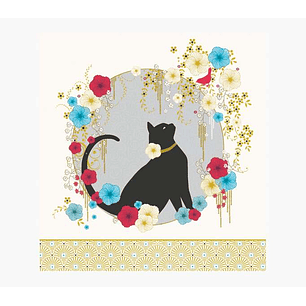 Pictura Tarjeta Arabesque - 16x16cm - Tematica Gato Negro - Tarjeta Triptica sin Envoltorio - Incluido Sobre Blanco - Papel con Certificacion FSC
