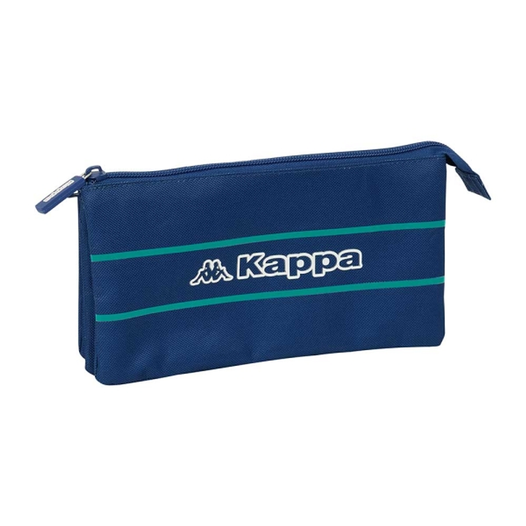 Safta Kappa Marino Portatodo - 3 Compartimentos con Cremalleras - Bolsillo Interior - 0.6L - 220x30x120mm - Color Azul Marino 1