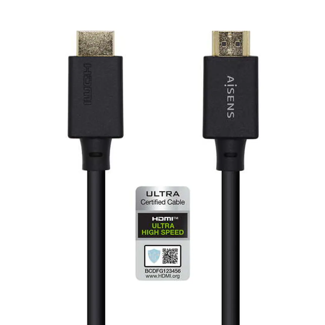 Aisens Cable HDMI V2.1 Certificado Ultra Alta Velocidad 8K@60Hz 48Gbps - A/M-A/M - 0.5m - Color Negro 1