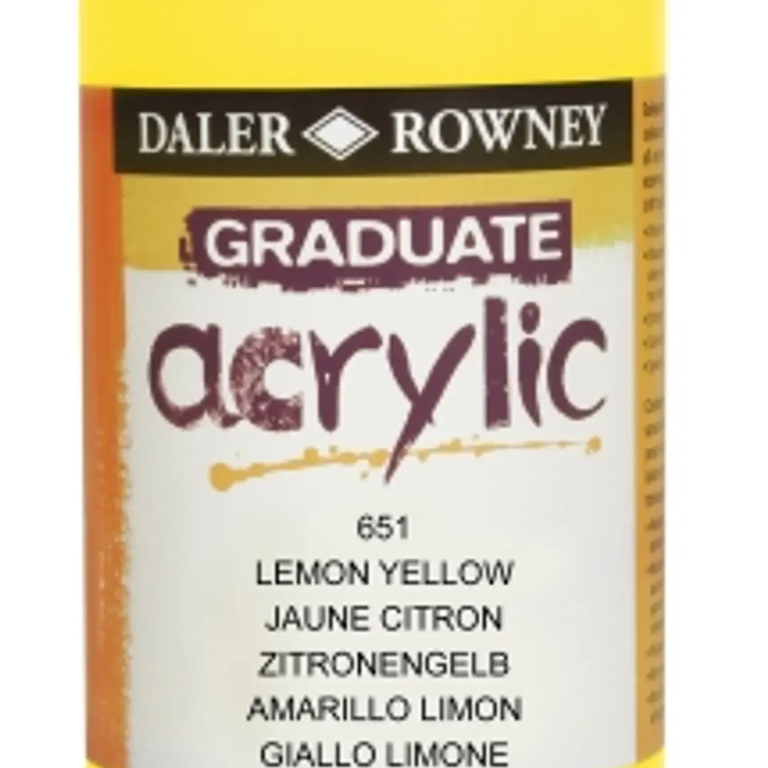 Daler Rowney Graduate Pintura Acrilica - Botella de Plastico - 500ml - Color Amarillo Limon 1