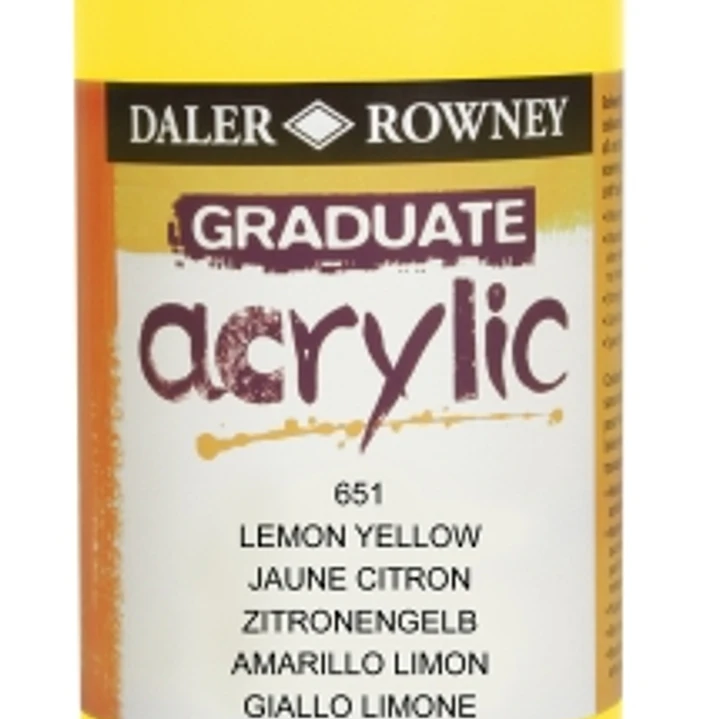 Daler Rowney Graduate Pintura Acrilica - Botella de Plastico - 500ml - Color Amarillo Limon 1