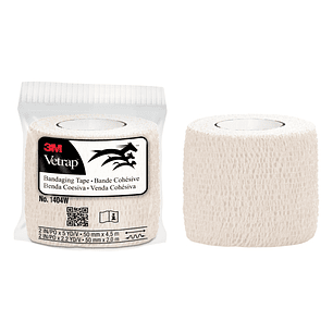 3M Vetrap Venda Cohesiva - 5cm x 4.5m - Flexible - Transpirable - Autoadhesiva - Color Blanco