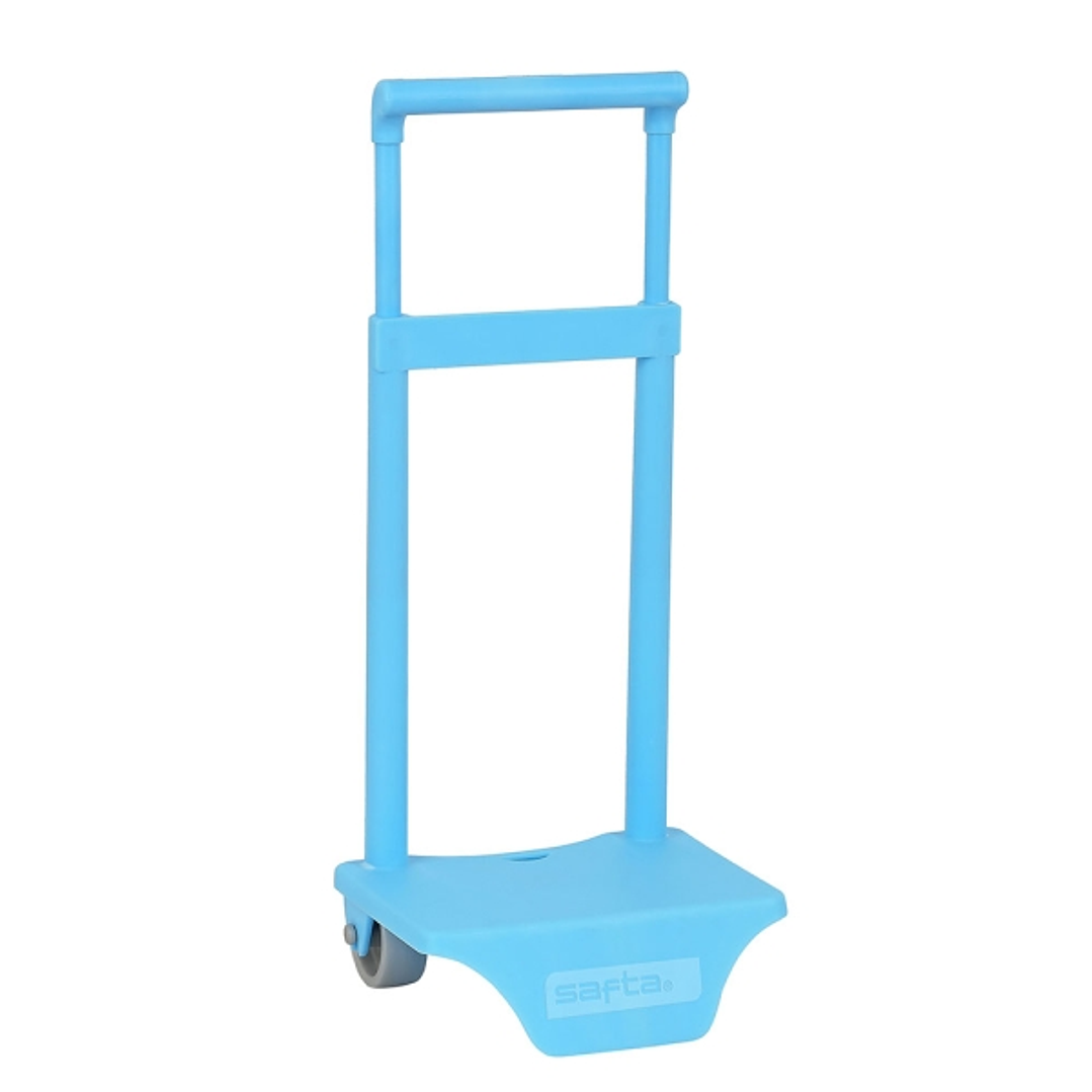 Safta Carro Portamochilas - Sujecion Universal - Material Polipropileno Resistente - Ruedas de PVC - 18x16x35cm - Color Azul Claro 1