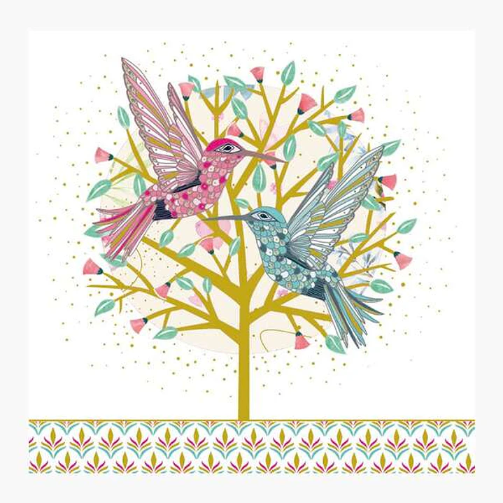 Pictura Tarjeta Arabesque - 16x16cm - Tematica Colibri - Triptica sin Envoltorio - Incluye Sobre Blanco - Papel con Certificacion FSC 1