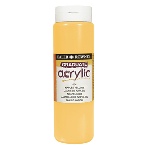 Daler Rowney Graduate Pintura Acrilica - Botella de Plastico - 500ml - Color Amarillo de Napoles